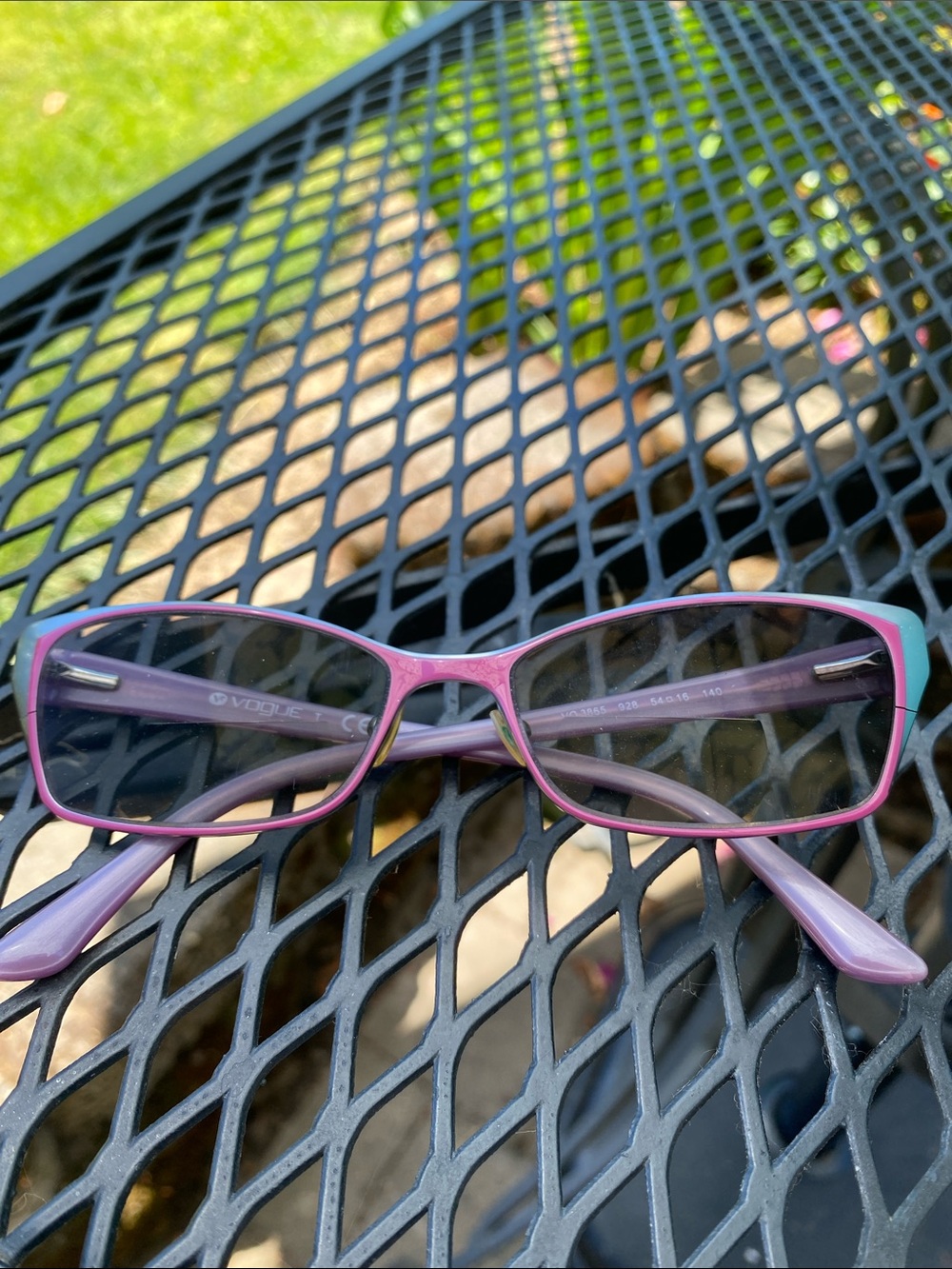 Vogue Two-Tone Purple and Teal Rectangular Women's Glasses Frame  Excellent